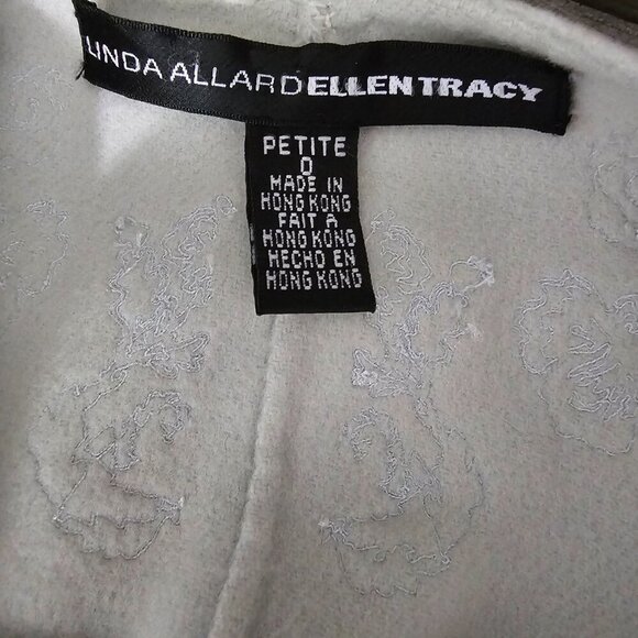 Linda Allayed Ellen Tracy Gray Floral Embroidered Vintage Wool Cardigan Jacket - Picture 2 of 7